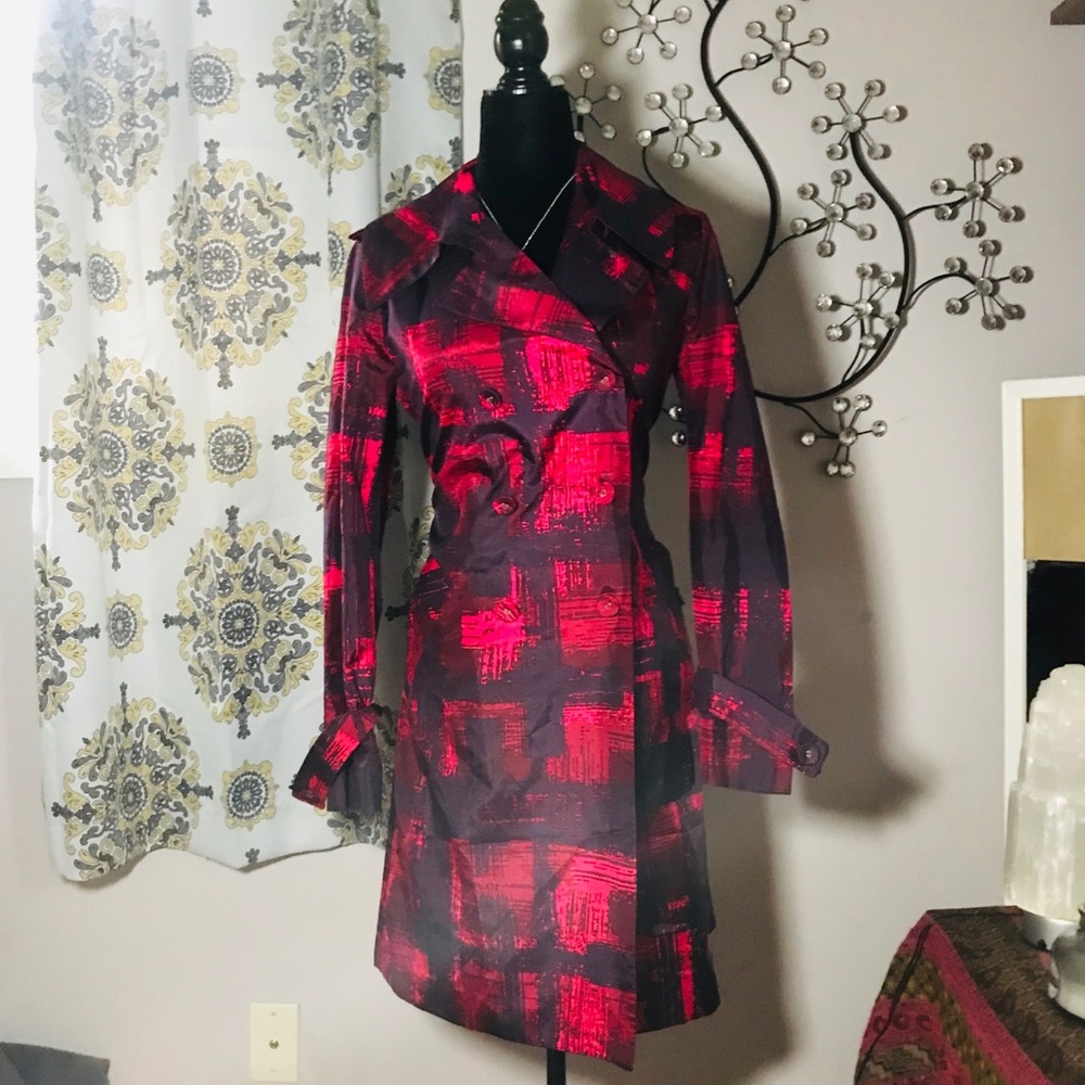 BCBG Silk Tunic Button Raincoat